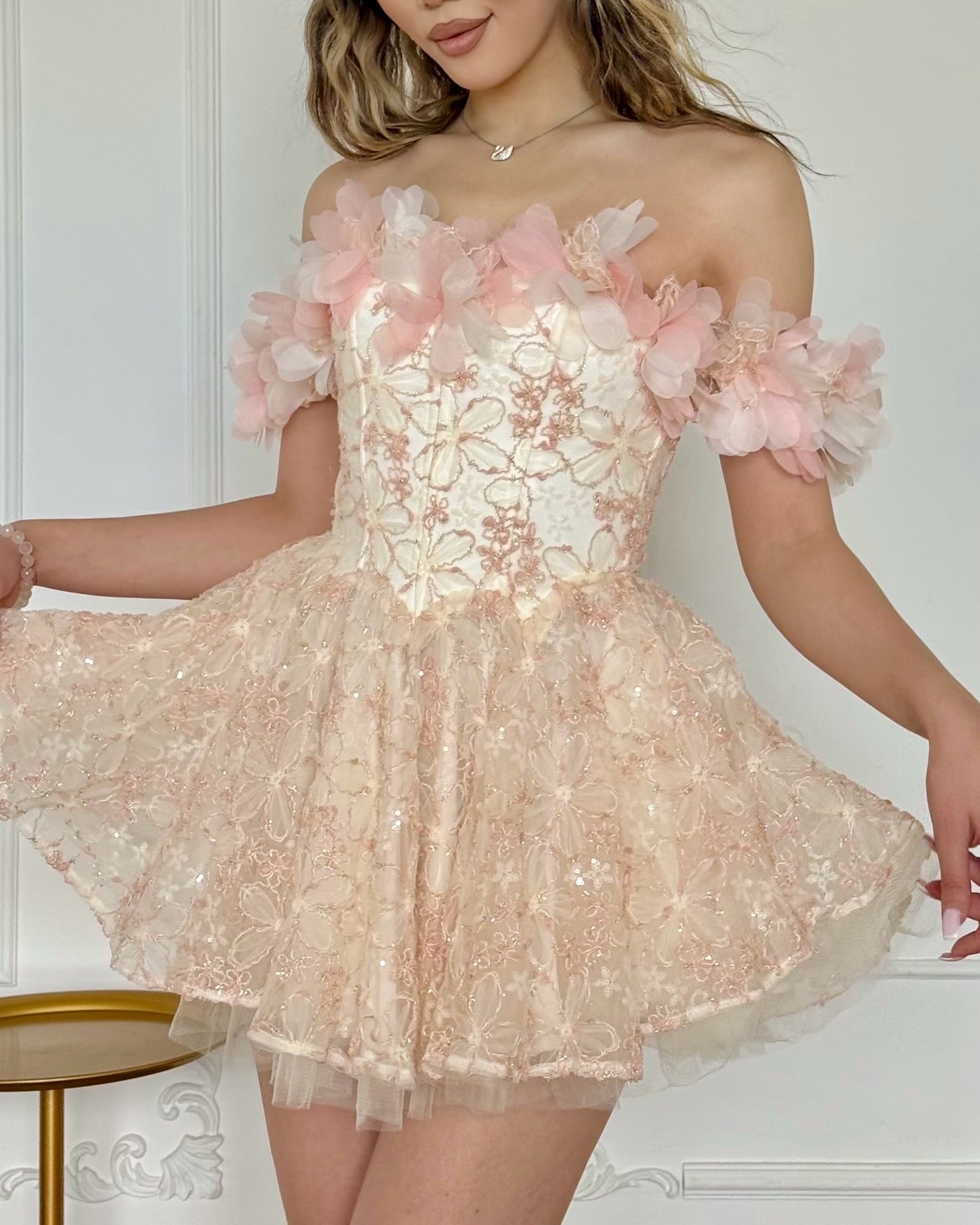 Off-the-Shoulder Corset Lace Mini Princess Dress