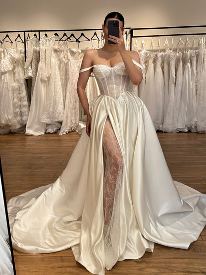 Lace Corset Satin Ball Gown Wedding Dress