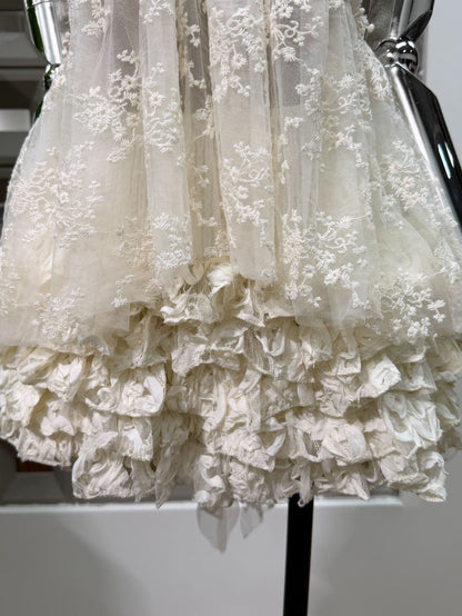 Lace Halter Neck Ruffled Mini Dress