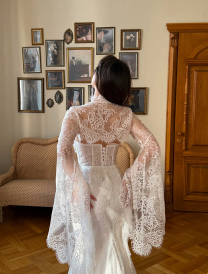 Lace Mermaid Wedding Dress with Bell Sleeves