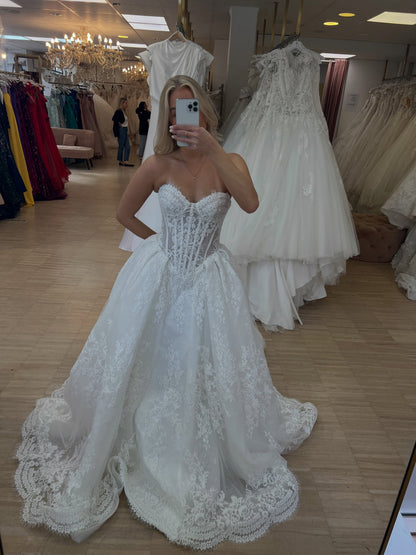 Strapless Corset Lace Ball Gown Wedding Dress