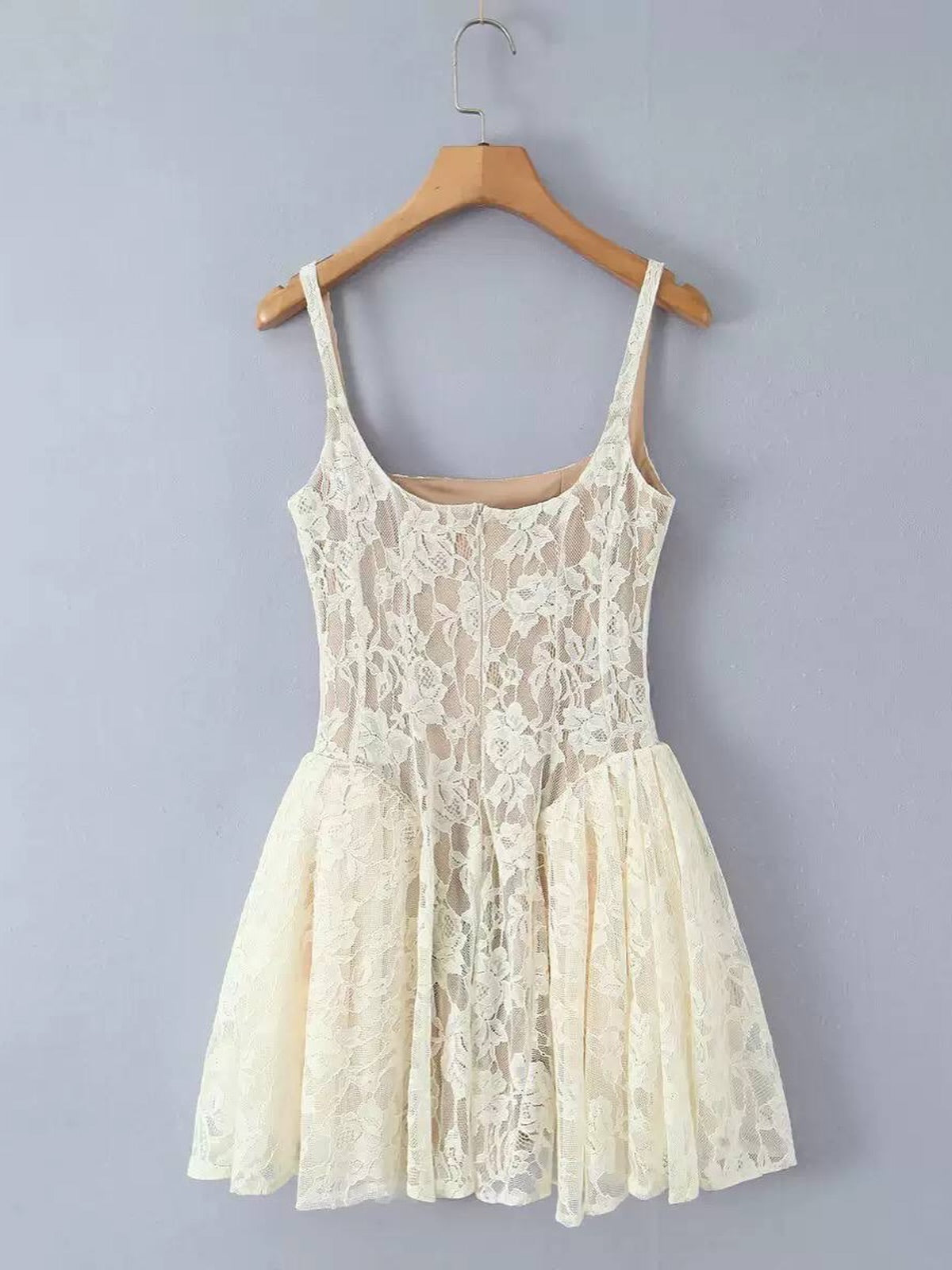 Spaghetti Strap Lace Mini Fit and Flare Dress