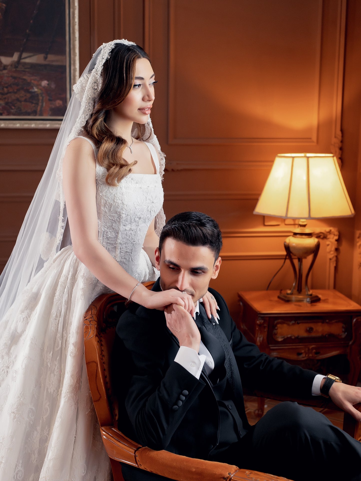 Square Neck Lace A-Line Wedding Dress