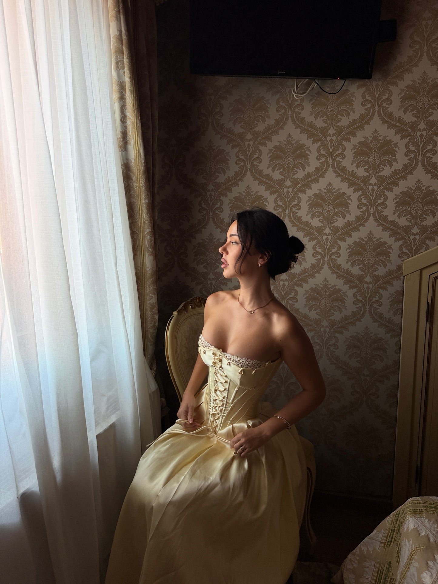Strapless Corset Ball Gown Evening Dress