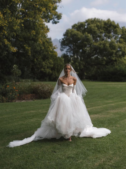 Strapless Corset Tulle Ball Gown Wedding Dress