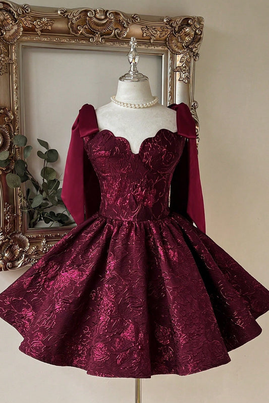 Scalloped Sweetheart Jacquard Homecoming Dress