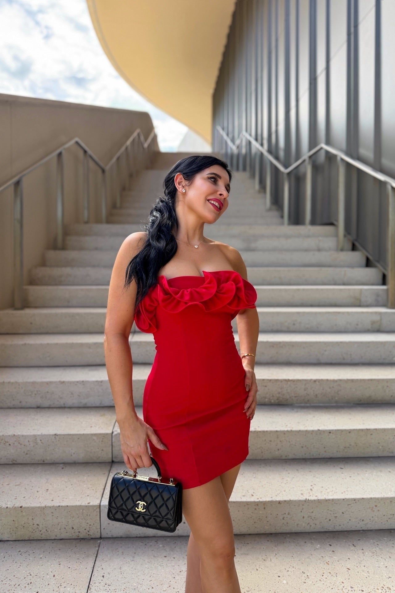 Strapless Ruffle Bodycon Mini Dress