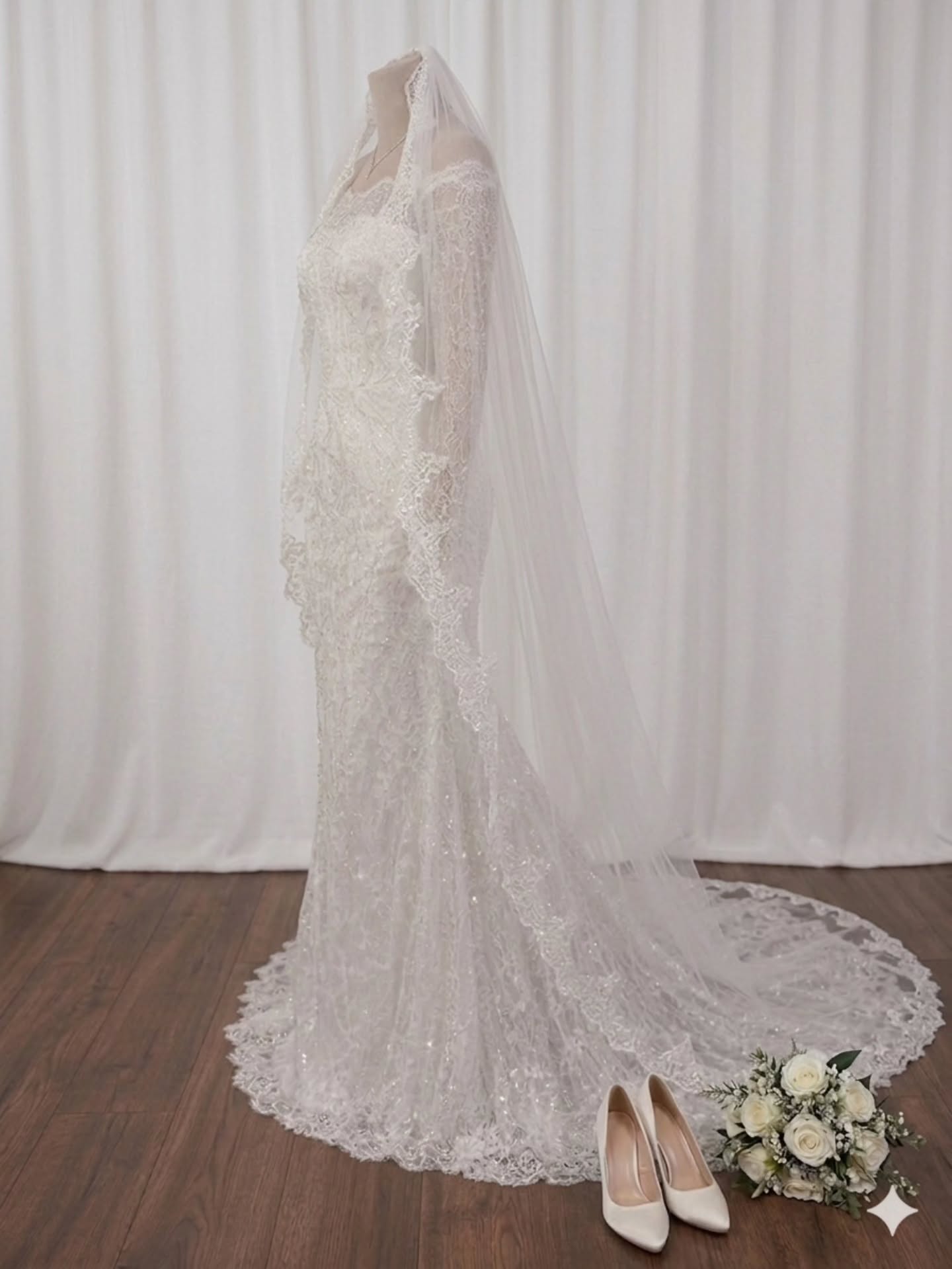 Off-the-Shoulder Lace Mermaid Wedding Dress