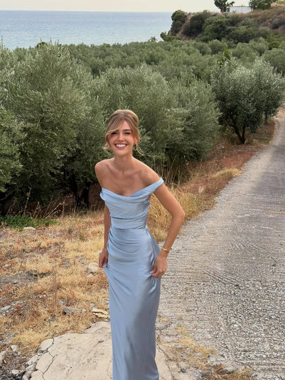 Ruched Asymmetric Maxi Dress