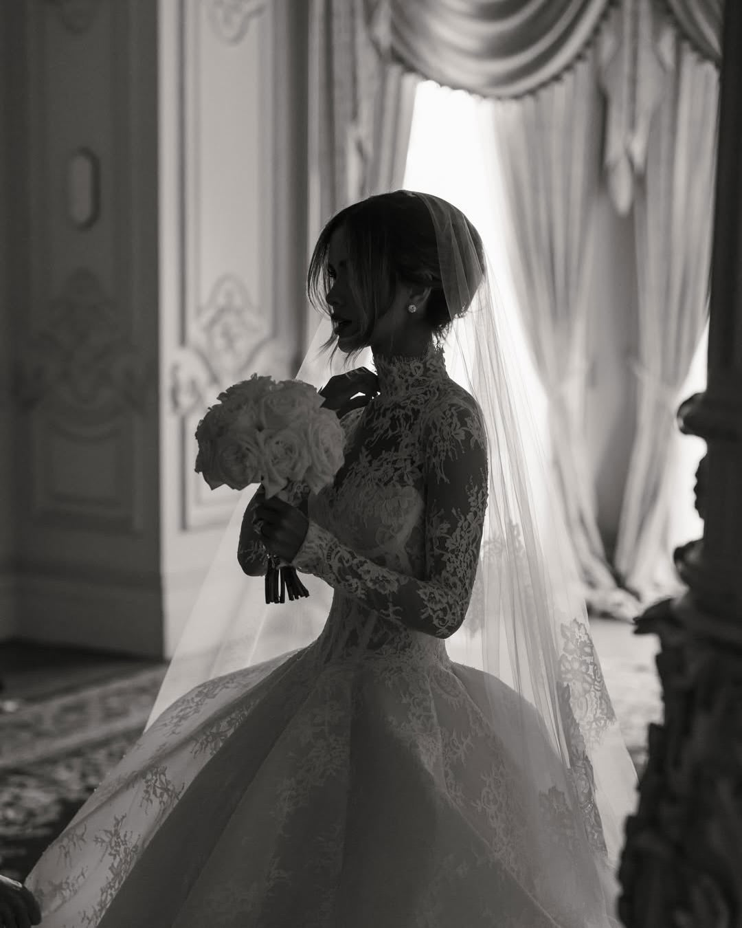 Lace High Neck Corset Ball Gown Wedding Dress