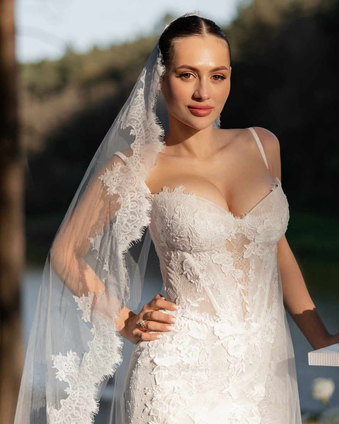 Lace Corset Mermaid Wedding Dress with Sleeves