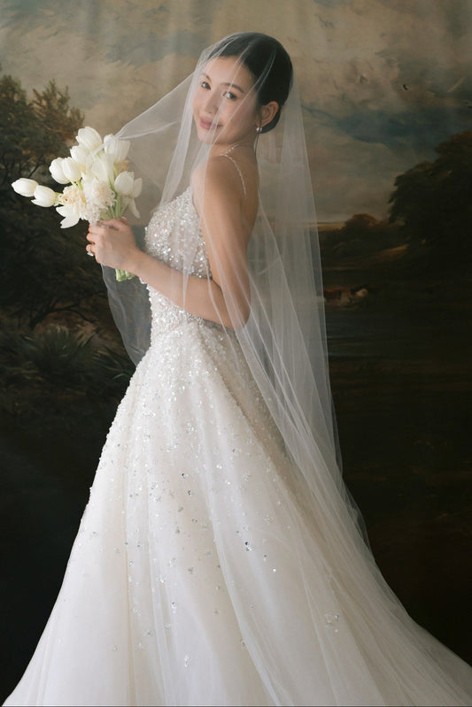 Beaded A-Line Wedding Gown with Sweetheart Neckline