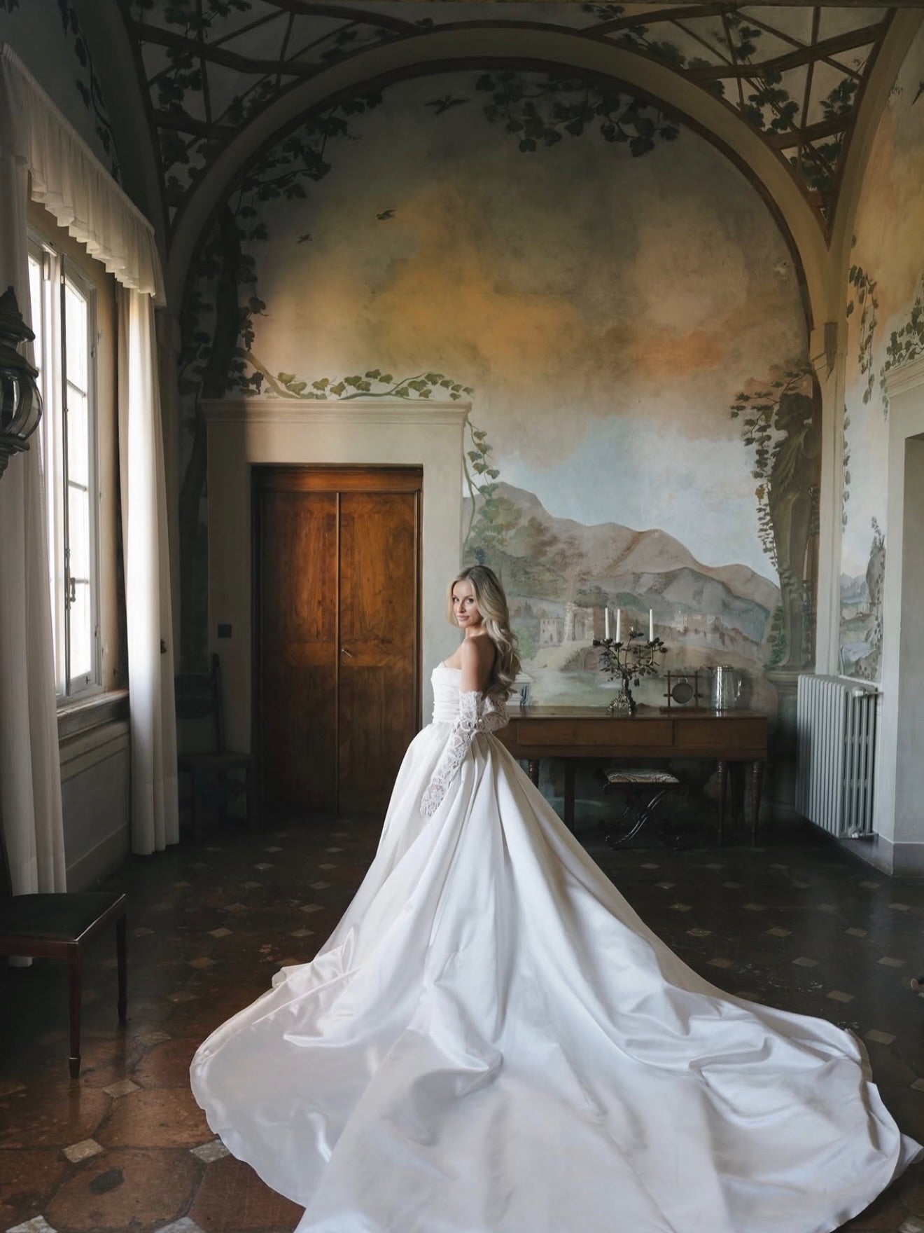 Strapless Satin Ball Gown Wedding Dress