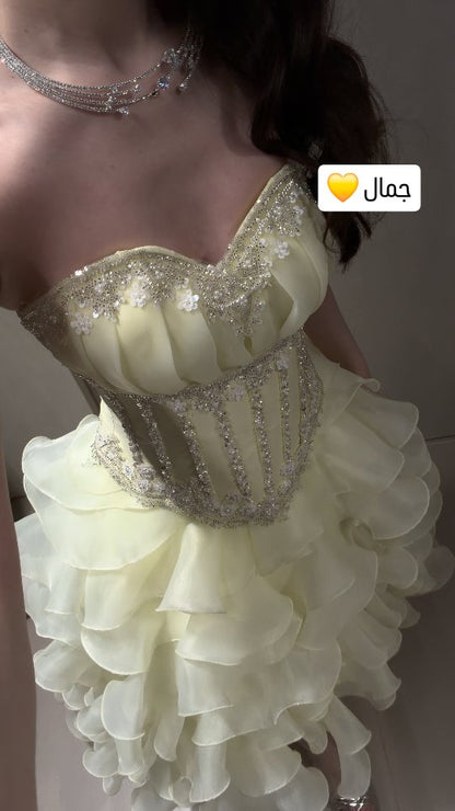 Strapless Sweetheart Corset Gown with Ruffled Skirt
