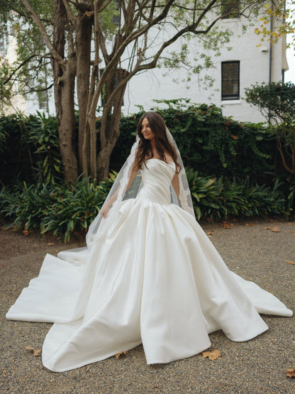 Strapless Ruched Bodice Ball Gown Wedding Dress