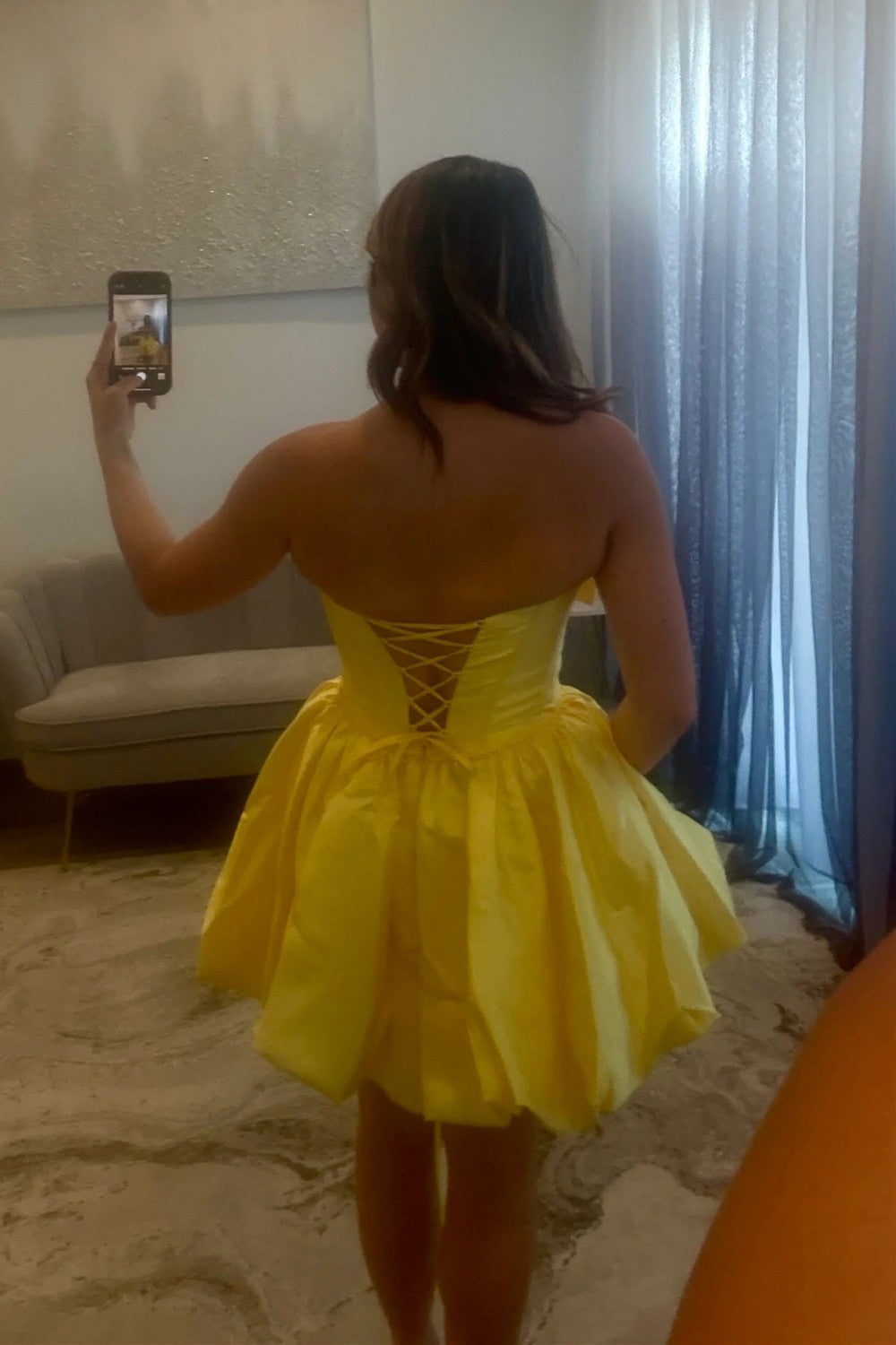 Strapless Corset Bow Bubble Skirt Dress