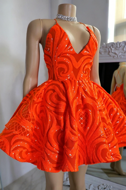 Deep V-Neck Halter Backless A-Line Party Dress
