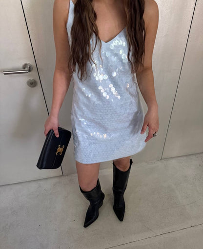 Sequin Spaghetti Strap Slip Mini Dress