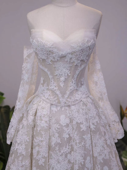 Off Shoulder Lace Corset A-Line Wedding Gown