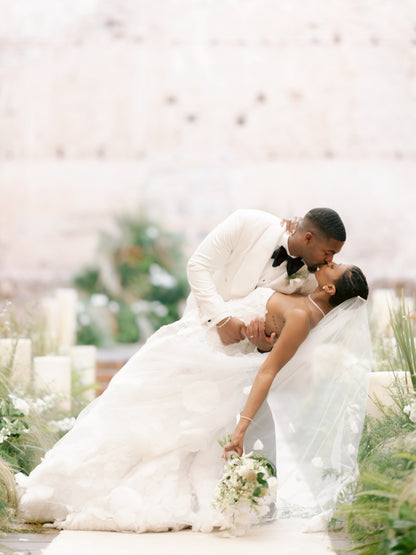 Strapless Ruffled Ball Gown Wedding Dress