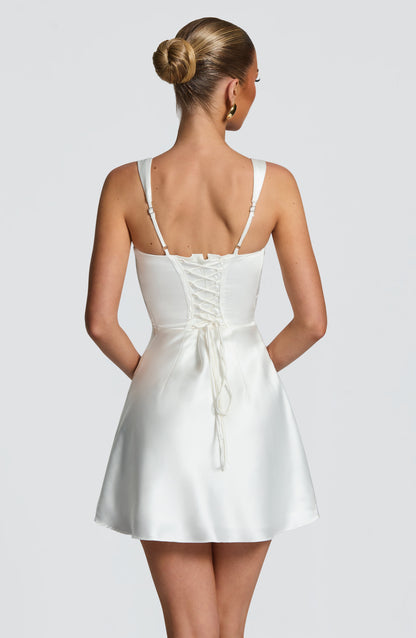 Satin Corset Mini Dress with Lace-Up Back