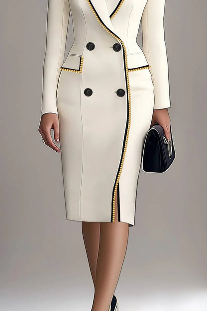 Double-Breasted Blazer Dress with Beaded Trim