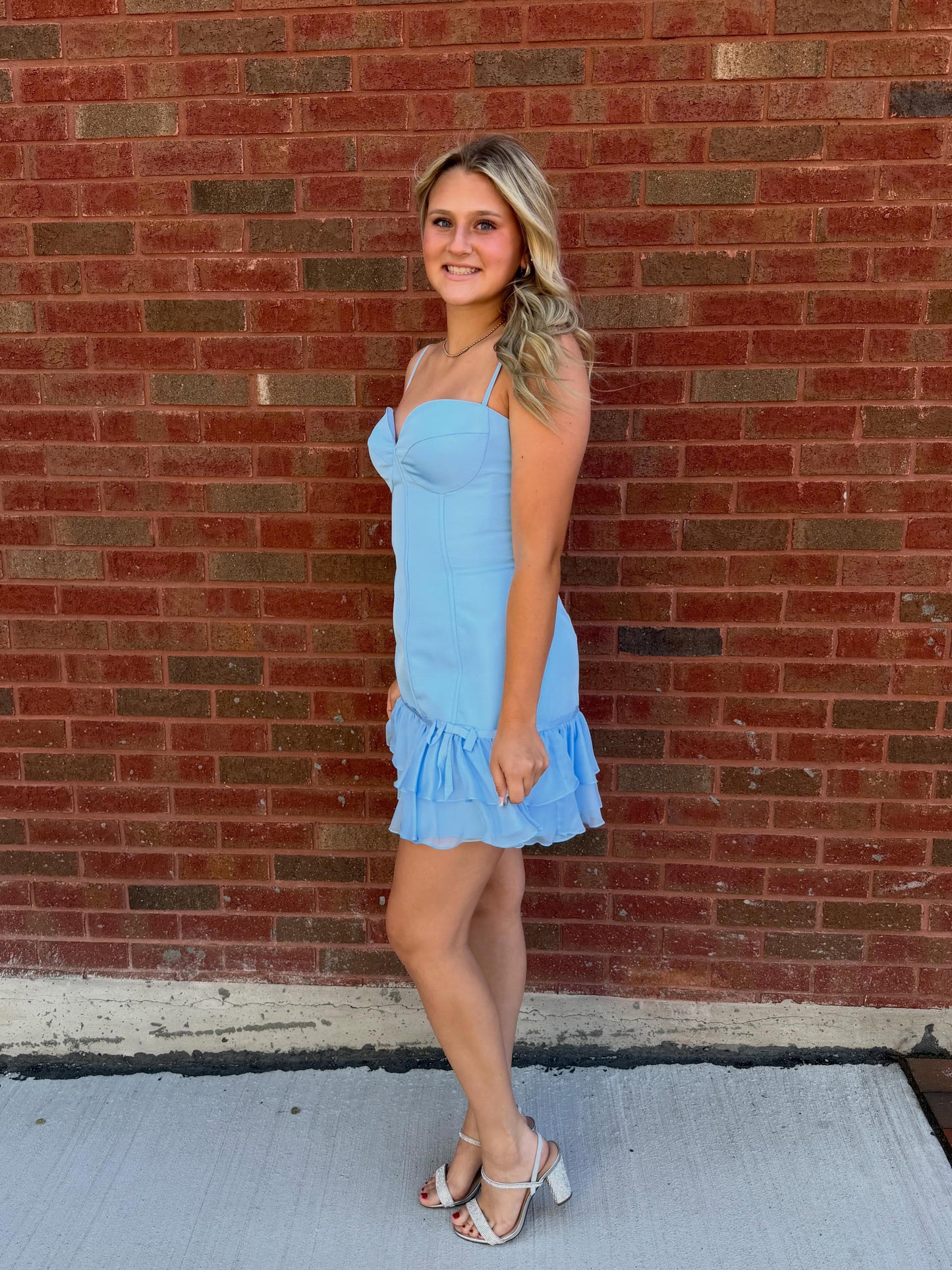 Sweetheart Corset Ruffled Mini Dress