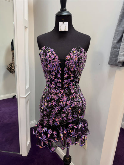 Sequin Floral Sweetheart Mermaid Mini Dress