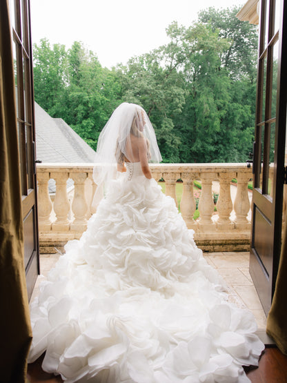 Strapless Ruffled Petal Ball Gown Wedding Dress