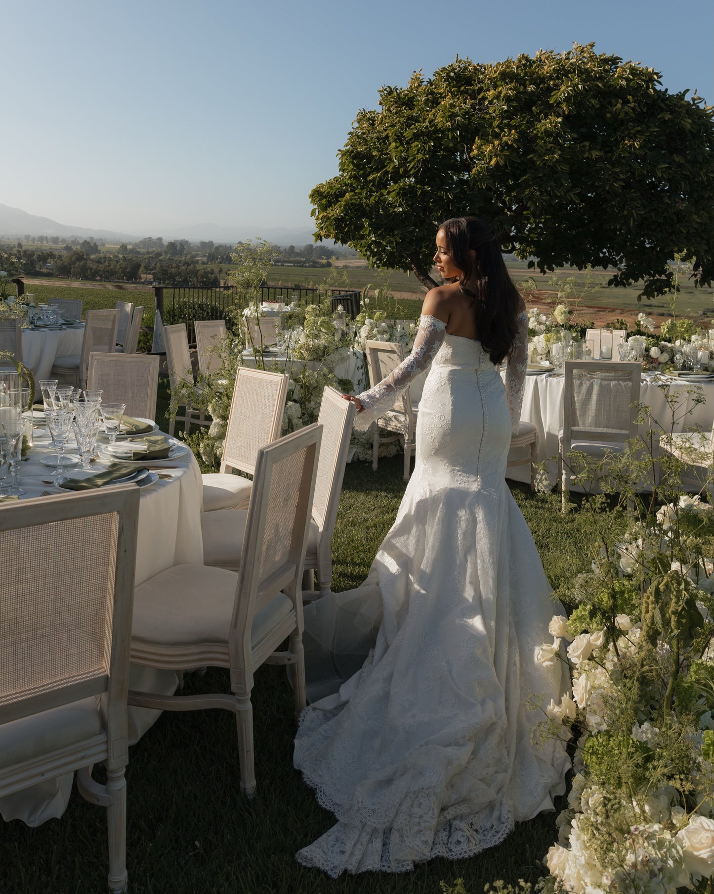 Off-Shoulder Lace Mermaid Wedding Dress with Train
