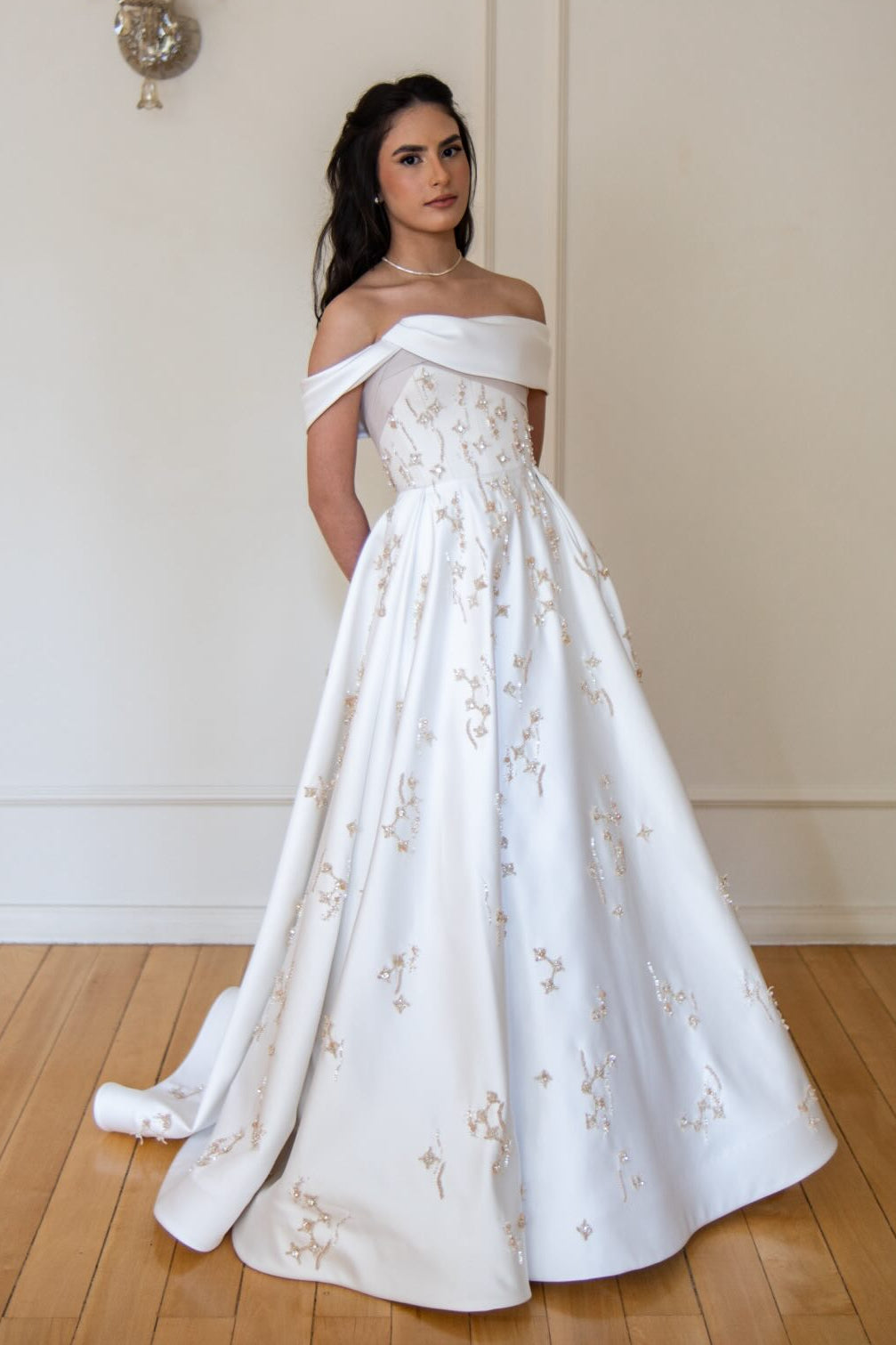 Off-the-Shoulder Embroidered Ball Gown
