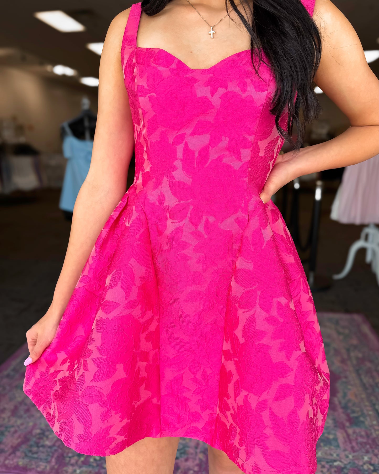 Sweetheart A-Line Jacquard Mini Dress