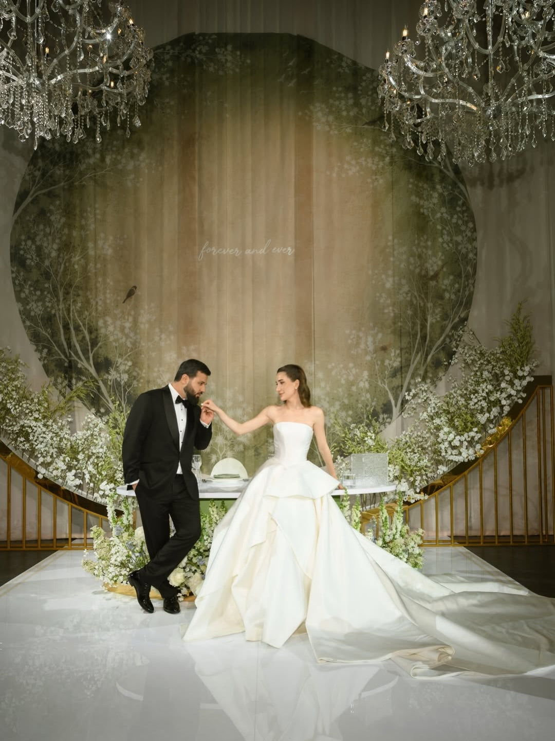 Strapless Peplum Ball Gown Wedding Dress