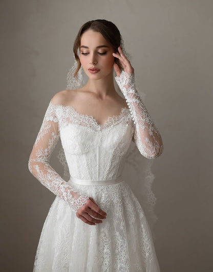 Lace Off-Shoulder A-Line Wedding Dress