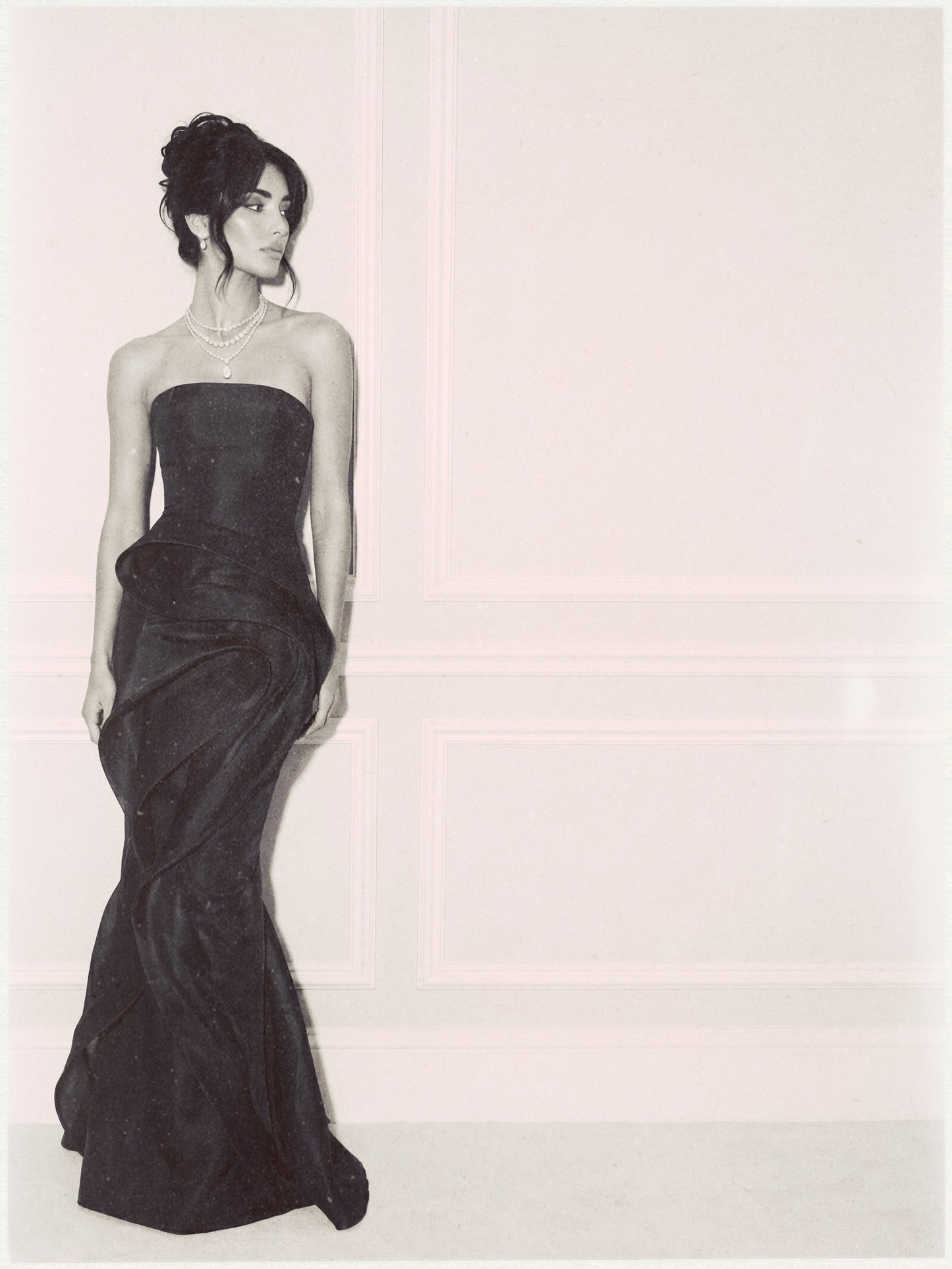 Strapless Sculptural Satin Mermaid Evening Gown
