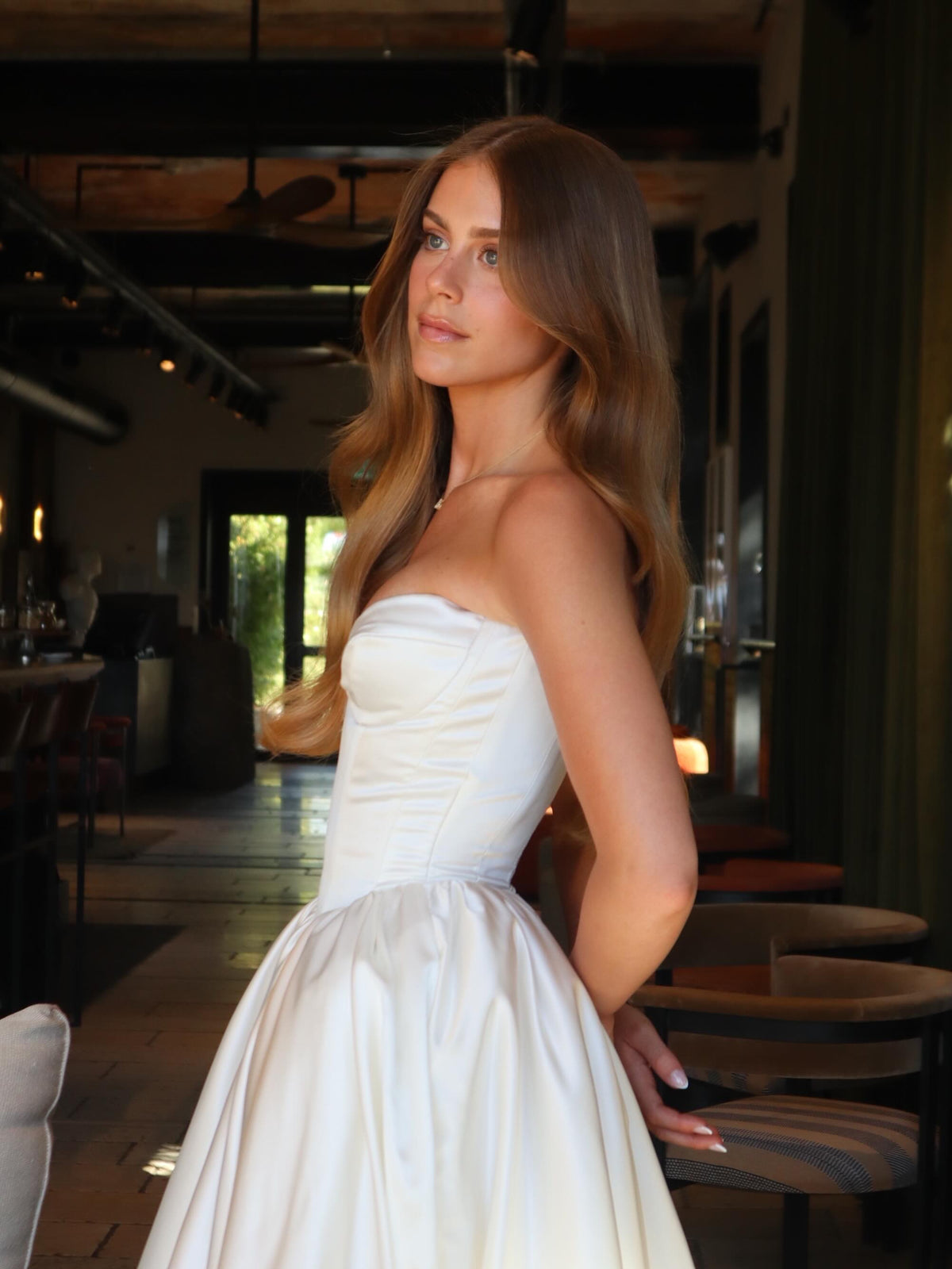 Strapless Basquewrapt Ball Gown Wedding Dress