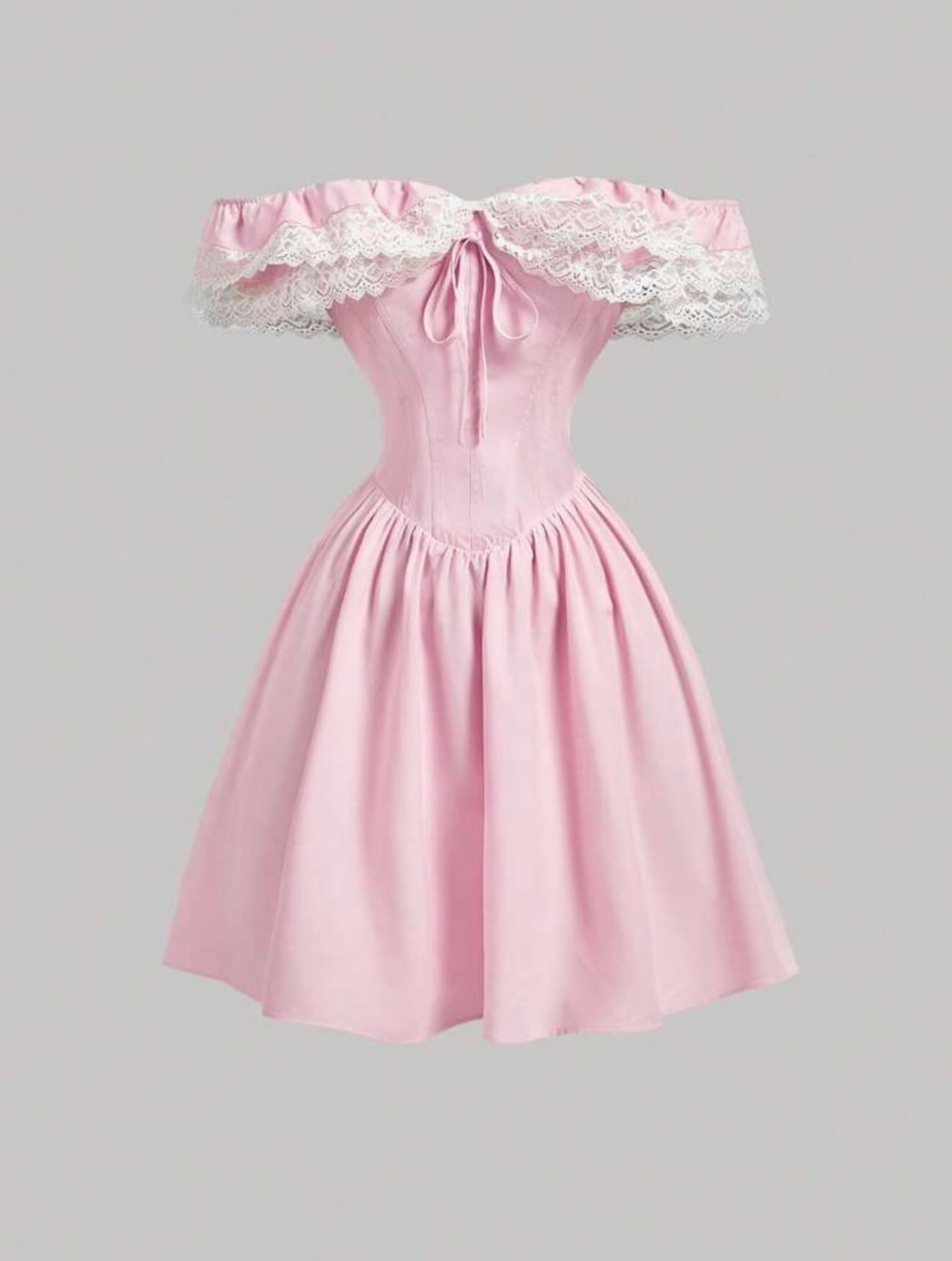 Off-the-Shoulder Lace Corset Mini Dress