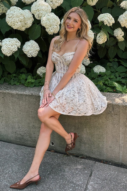 Sweetheart Lace Corset Mini Dress
