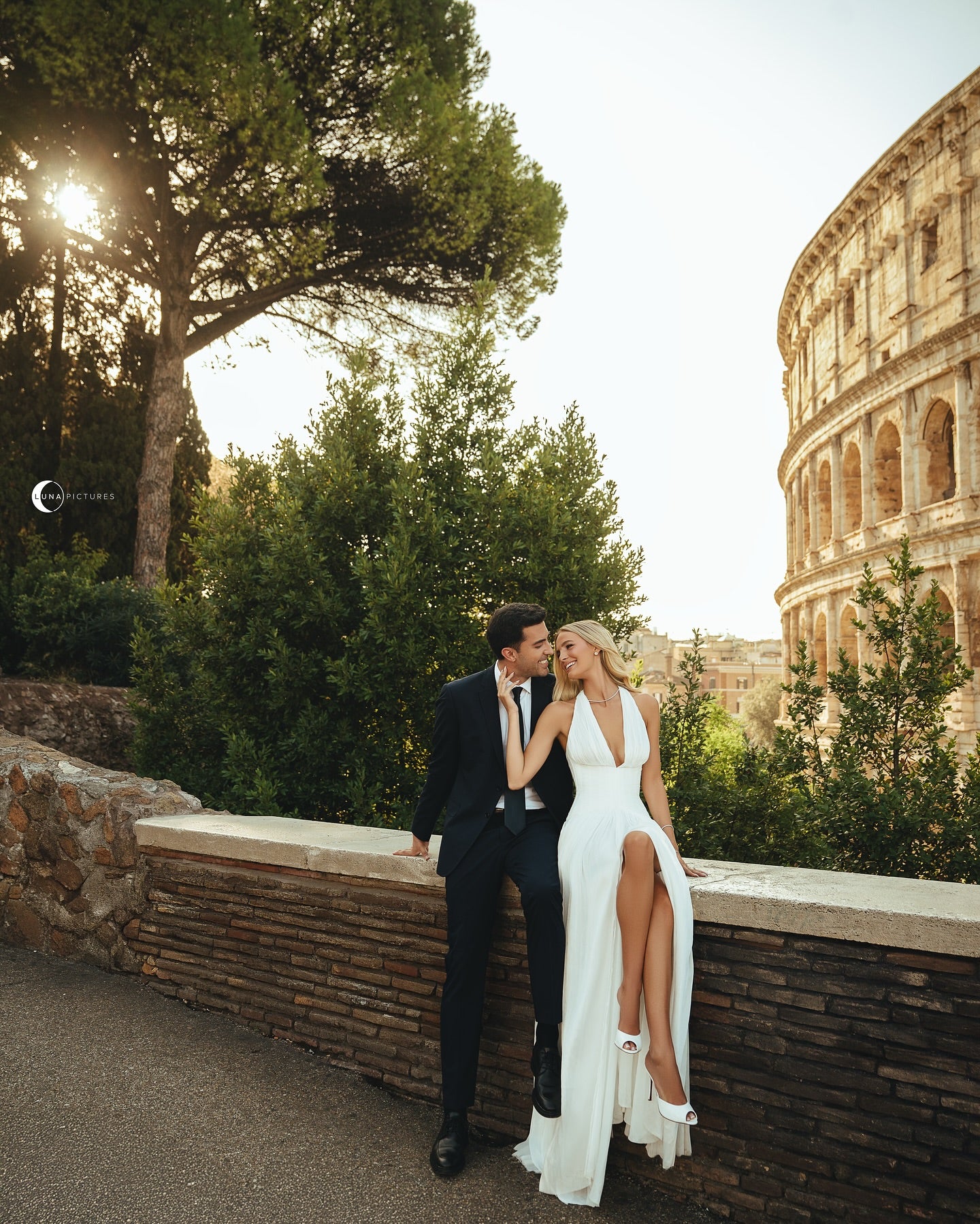 Deep V-Neck Halter A-Line Wedding Dress with Corset Back