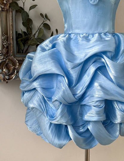 3D Floral Strapless Pick-Up Skirt Mini Dress