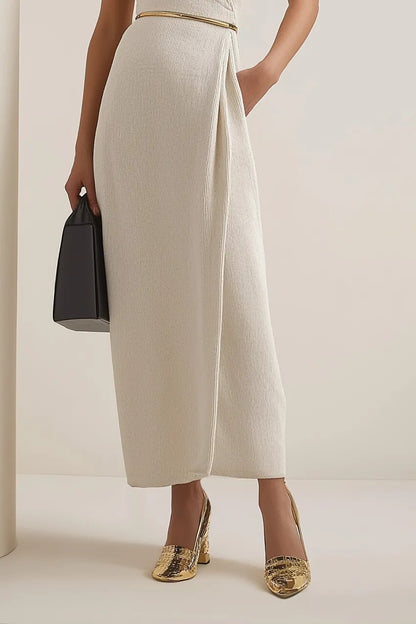 Sleeveless Wrap-Front Column Maxi Dress