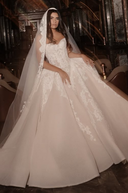 Strapless Lace Sweetheart Ball Gown Wedding Dress