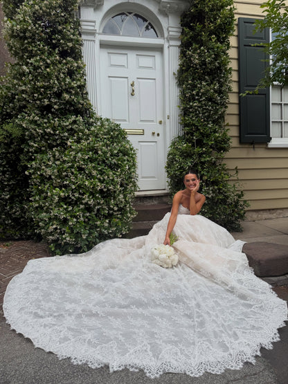 Lace Off-the-Shoulder Ball Gown Wedding Dress