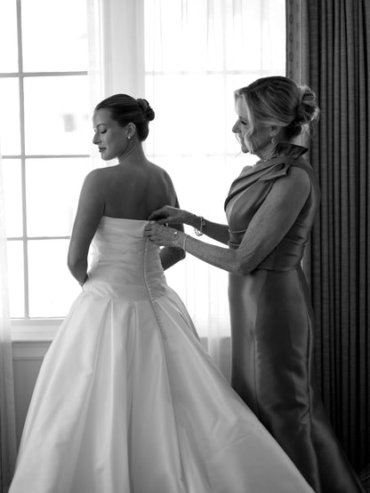 Strapless Ruched Bodice Wedding Dress with Train