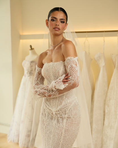 Strapless Corset Lace Mermaid Wedding Dress