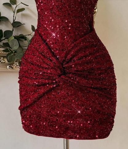 Off-the-Shoulder Sequin Bodycon Mini Dress