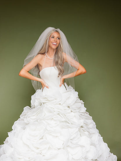Strapless Ruffled Petal Ball Gown Wedding Dress