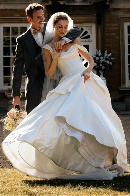 Tiered Ball Gown Wedding Dress with Draped Bodice