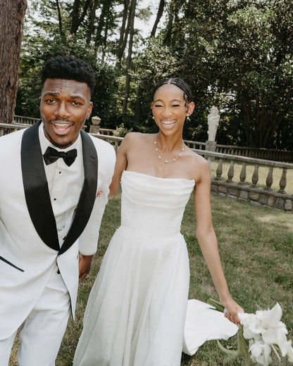 Strapless A-Line Wedding Dress with Sweep Train