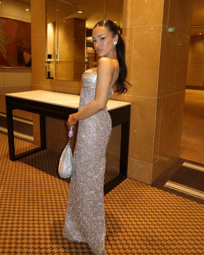 Sequin Maxi Dress with Bustier Cups